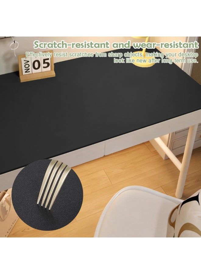 المضادة للانزلاق للماء بو الجلود سطح المكتب وسادة واقية ، تنطبق على الماوس ، مكتب ، مكتب ، المنزل ، كمبيوتر محمول الحبر امتصاص ، 40cm * 120cm ، أسود - Image 3